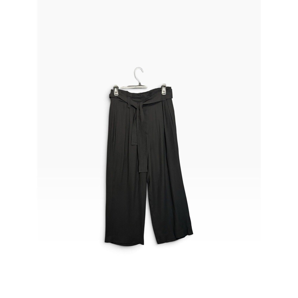 A.L.C. Women’s Black Wide Leg Pants Size 2 Tie Waist Pleated High Rise Trousers